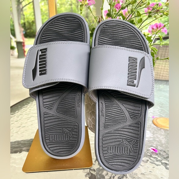 NWOT-Puma Black and Gray Slide Sandals - Picture 1 of 5